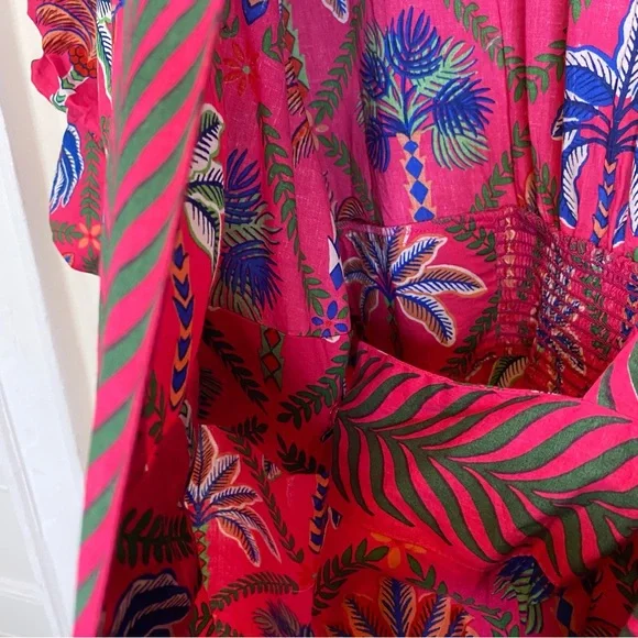 PRINTFRESH NEW Gabriela Midi Wrap Dress in Palm Tree Multi Pink Sz 1X - Picture 10 of 14